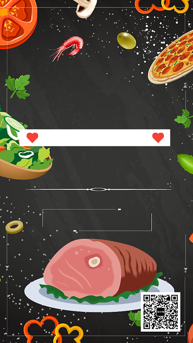 黑色手绘画风生鲜促销海报背景