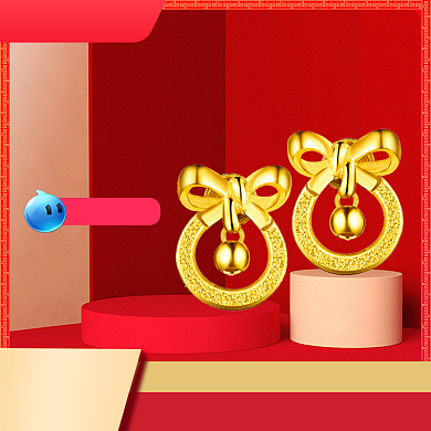 红色风格耳坠首饰年货节促销直通车背景