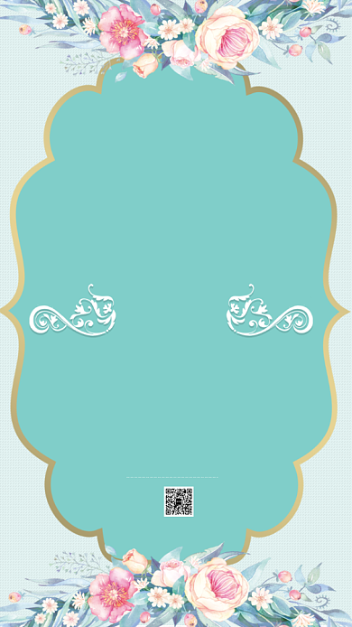清新婚礼邀请函手机海报背景