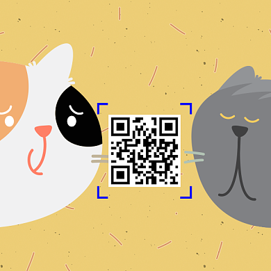 卡通可爱小猫二维码背景