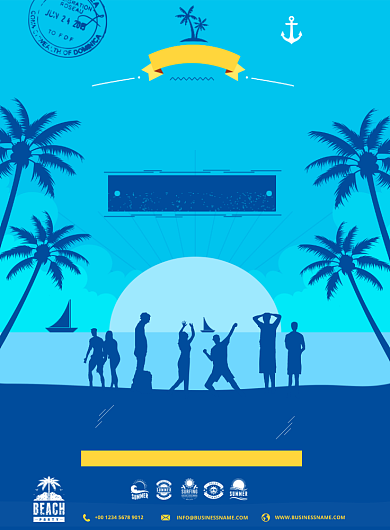 创意暑期海边旅游广告印刷海报背景