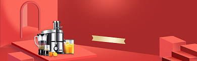 红色国庆榨汁机促销banner背景