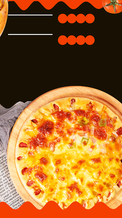 简约美味披萨宣传手机海报背景