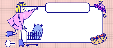 蓝色色卡通手绘描边风双十二好物推荐网购微信公众号素材图片背景