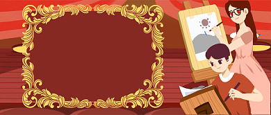 红色卡通女孩艺考冲刺班招募公众号首图背景