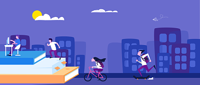 开学啦蓝色卡通公众号首图背景