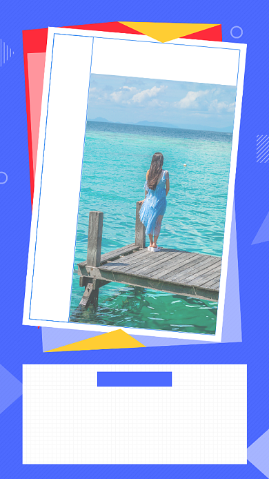 蓝紫色创意特色大海旅游手机海报背景