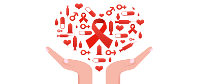 红色手绘矢量双手托爱心世界艾滋病日主题微信公众号素材图片背景