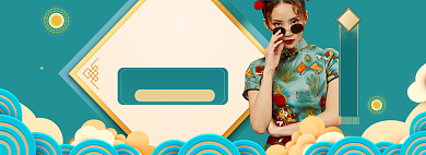 国潮女装连衣裙海报banner背景