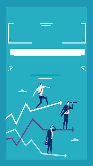 时间效率简约蓝色扁平化企业文化宣传海报背景