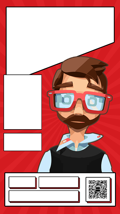 红色创意插画招聘视频剪辑手机海报背景