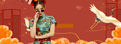 女装裙子连衣裙国潮促销特惠海报模版背景