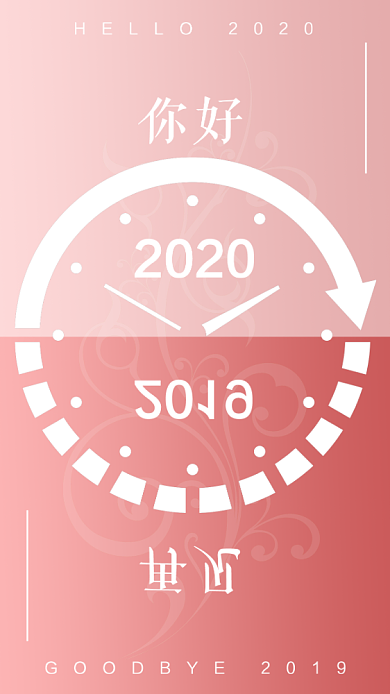 红色时尚简约 你好2020手机海报背景