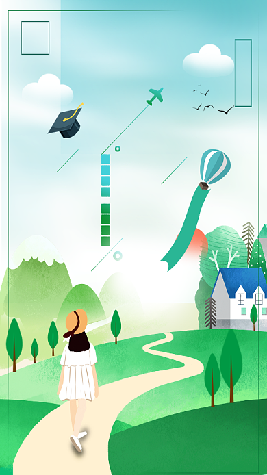 三月你好青春主题手机海报背景