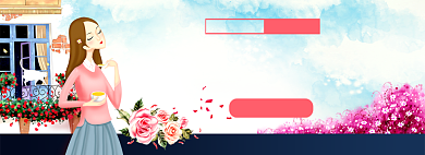 卡通插画感恩节促销电商淘宝banner背景