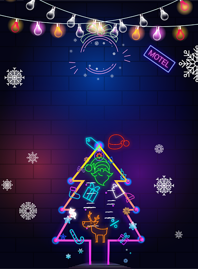 霓虹大气圣诞节欢购派对广告印刷海报模板背景