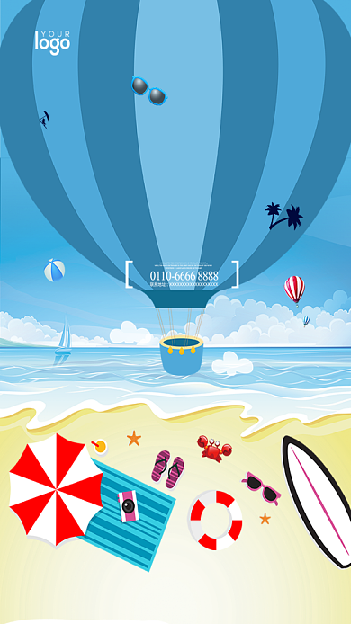 海边旅游夏日手机海报背景