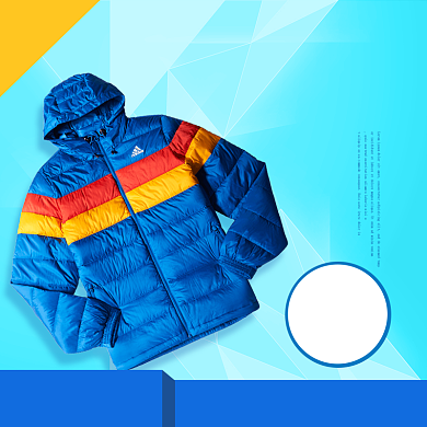 蓝色男士羽绒服淘宝主图直通车模板背景