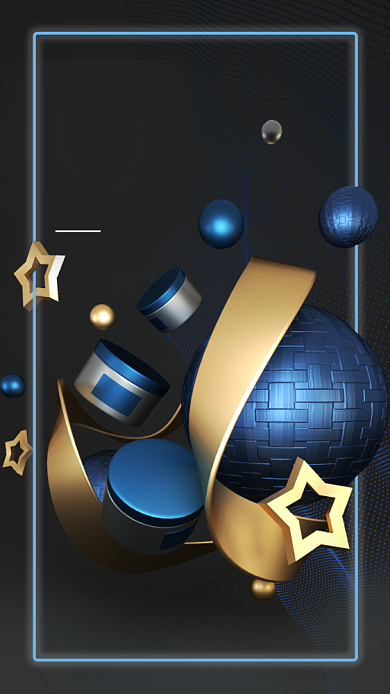 简约立体创意邀请函手机海报背景