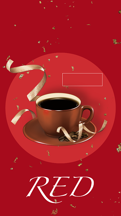 红色圣诞冬季咖啡暖心手机海报背景