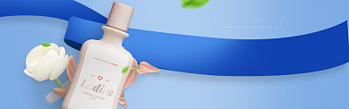 质感丝带蓝色化妆品新品上新淘宝banner背景