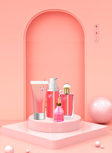 精致焕颜粉色化妆品清新印刷海报背景