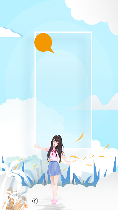 创意卡通手绘立夏风景少女海报背景