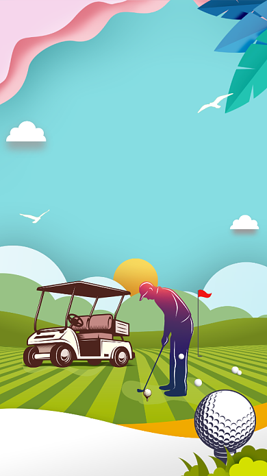 时尚都市高尔夫球海报背景