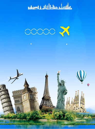 蓝色欧洲游旅行社海报背景