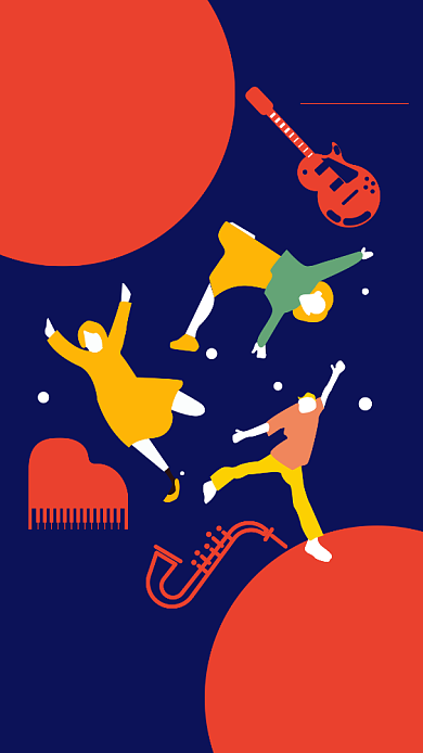 蓝色简约插画风社团纳新宣传海报背景