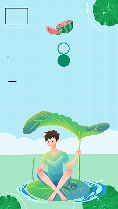 大暑节气促销主题海报卡通风格背景