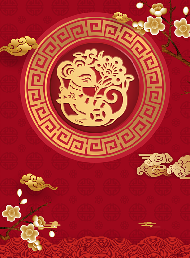 金鼠迎春新年印刷海报背景