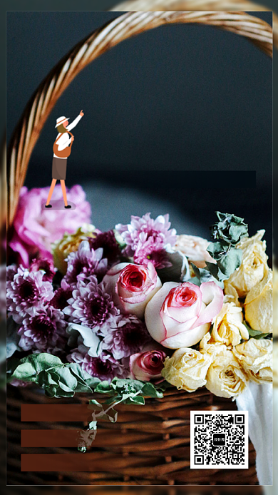 花艺艺术插花课程手机海报背景