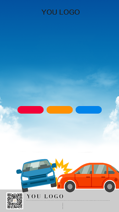 蓝色创意车险手机海报背景