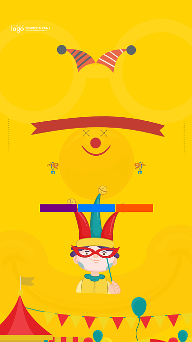 黄色卡通愚人节手机海报背景