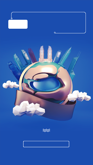 蓝色C4D低碳出行环保宣传手机海报背景