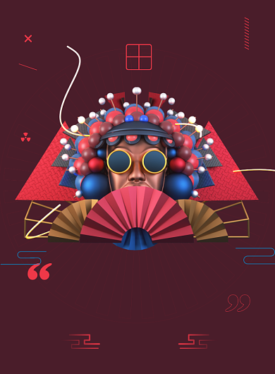 国潮京剧现代传统印刷海报背景