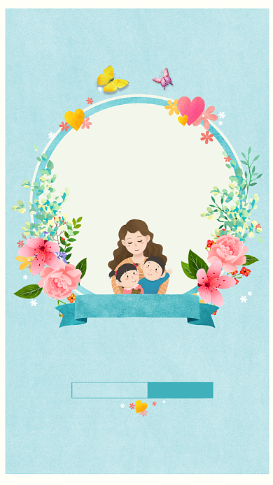 卡通母亲节活动手机海报背景