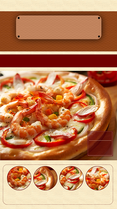 红色海鲜披萨美味美食手机海报背景