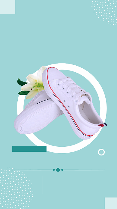 绿色简约秋季女鞋宣传海报背景