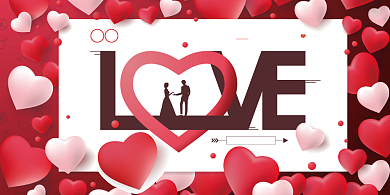 浪漫爱心结婚展板背景