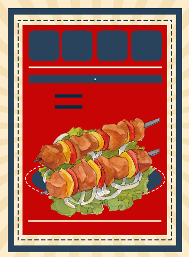 复古红色烧烤印刷海报背景