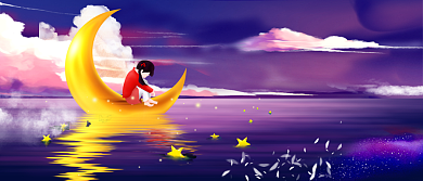 自闭日主题卡通人物公众号首图背景