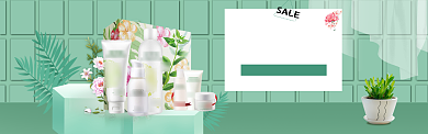 618天猫化妆品绿色小清新淘宝首图淘宝banner背景