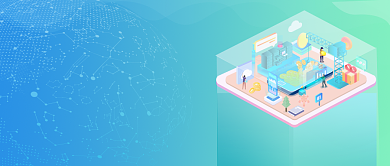 蓝绿卡通理财公众号首图背景