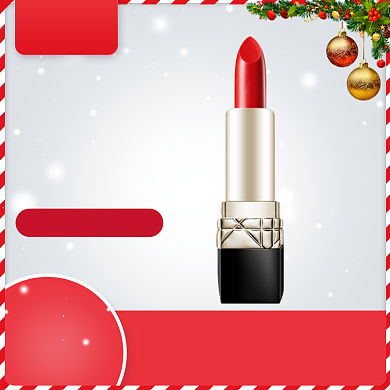 红色圣诞美妆口红直通车背景