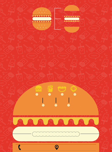 红色简约美味汉堡广告印刷海报模板背景