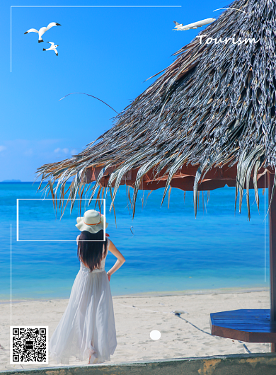 蓝色普吉岛海岛游促销特惠印刷海报背景