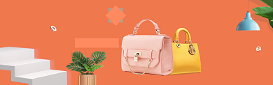 春夏新风尚橙色鞋包简约淘宝banner背景