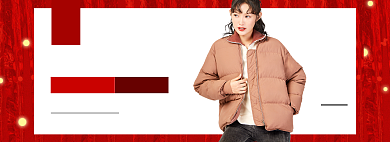 红色简约年货节女装换新banner背景